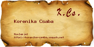 Korenika Csaba névjegykártya